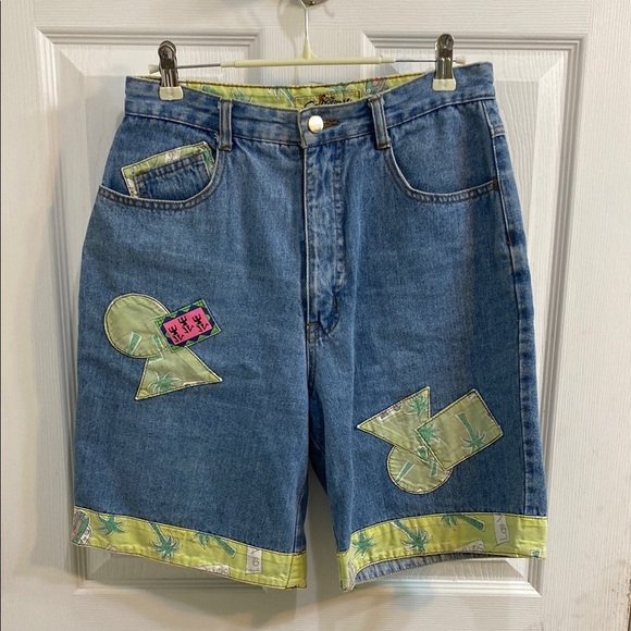 Software Pants - Vintage High Waist 80s Software Tropical Denim Women’s Shorts Size 9 Waist 28